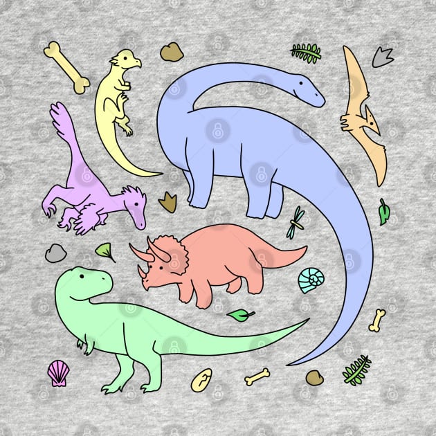 Pastel Colors Dinosaur Pattern by saradrawspaleo